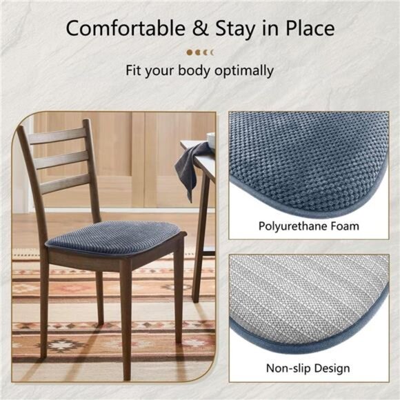 Memory Foam Chair Cushions Non Slip Kitchen Dining Seat Pads Comfortable Barstoo - Picture 6 of 7